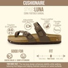 CUSHIONAIRE Luna Sandals for Women, Cork Footbed Womens Sandals for Summer Comfort with Adjustable Straps, Wide Width Available(Brown)
