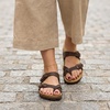 CUSHIONAIRE Luna Sandals for Women, Cork Footbed Womens Sandals for Summer Comfort with Adjustable Straps, Wide Width Available(Brown Nappa)