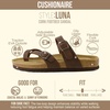 CUSHIONAIRE Luna Sandals for Women, Cork Footbed Womens Sandals for Summer Comfort with Adjustable Straps, Wide Width Available(Brown Oily)