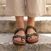 CUSHIONAIRE Luna Sandals for Women, Cork Footbed Womens Sandals for Summer Comfort with Adjustable Straps, Wide Width Available(Brown Rugged)