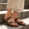 CUSHIONAIRE Luna Sandals for Women, Cork Footbed Womens Sandals for Summer Comfort with Adjustable Straps, Wide Width Available(Brown Vegan Suede)