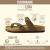 CUSHIONAIRE Luna Sandals for Women, Cork Footbed Womens Sandals for Summer Comfort with Adjustable Straps, Wide Width Available(Brown Vegan Suede)
