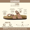 CUSHIONAIRE Luna Sandals for Women, Cork Footbed Womens Sandals for Summer Comfort with Adjustable Straps, Wide Width Available(Gold (Rose))
