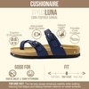 CUSHIONAIRE Luna Sandals for Women, Cork Footbed Womens Sandals for Summer Comfort with Adjustable Straps, Wide Width Available(Navy Nappa)