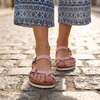 CUSHIONAIRE Luna Sandals for Women, Cork Footbed Womens Sandals for Summer Comfort with Adjustable Straps, Wide Width Available(Pink Vegan Suede)