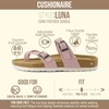 CUSHIONAIRE Luna Sandals for Women, Cork Footbed Womens Sandals for Summer Comfort with Adjustable Straps, Wide Width Available(Pink Vegan Suede)