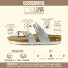 CUSHIONAIRE Luna Sandals for Women, Cork Footbed Womens Sandals for Summer Comfort with Adjustable Straps, Wide Width Available(Silver)