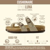 CUSHIONAIRE Luna Sandals for Women, Cork Footbed Womens Sandals for Summer Comfort with Adjustable Straps, Wide Width Available(Stone)
