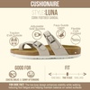 CUSHIONAIRE Luna Sandals for Women, Cork Footbed Womens Sandals for Summer Comfort with Adjustable Straps, Wide Width Available(Stone Vegan Suede)