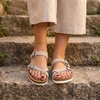 CUSHIONAIRE Luna Sandals for Women, Cork Footbed Womens Sandals for Summer Comfort with Adjustable Straps, Wide Width Available(Stone Vegan Suede)