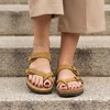 CUSHIONAIRE Luna Sandals for Women, Cork Footbed Womens Sandals for Summer Comfort with Adjustable Straps, Wide Width Available(Tan Vegan Suede)