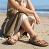 CUSHIONAIRE Luna Sandals for Women, Cork Footbed Womens Sandals for Summer Comfort with Adjustable Straps, Wide Width Available(Taupe)