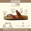 CUSHIONAIRE Luna Sandals for Women, Cork Footbed Womens Sandals for Summer Comfort with Adjustable Straps, Wide Width Available(Whiskey)