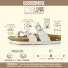 CUSHIONAIRE Luna Sandals for Women, Cork Footbed Womens Sandals for Summer Comfort with Adjustable Straps, Wide Width Available(White)