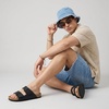 CUSHIONAIRE Men’s Lynx Cork footbed Sandal with +Comfort(Black Nubuck)