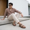 CUSHIONAIRE Men’s Lynx Cork footbed Sandal with +Comfort(Brown Nubuck)