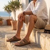 CUSHIONAIRE Men’s Lynx Cork footbed Sandal with +Comfort(Brown Nubuck)