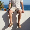 CUSHIONAIRE Men’s Lynx Cork footbed Sandal with +Comfort(Brown Nubuck)