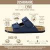 CUSHIONAIRE Men’s Lynx Cork footbed Sandal with +Comfort(Navy Nubuck)