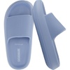 CUSHIONAIRE Feather EVA Slides for Women – Comfortable Slip On Womens Slippers, Indoor Outdoor Shower Shoes, Beach Essential Cloud Slides(Blue)