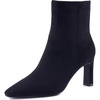 CUSHIONAIRE Giana Womens High Heel Ankle Boots, Square Toe Vegan Suede Mid Block Heel Dress Booties for Office(Black)