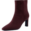 CUSHIONAIRE Giana Womens High Heel Ankle Boots, Square Toe Vegan Suede Mid Block Heel Dress Booties for Office(Burgundy)