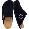CUSHIONAIRE Hana Vegan Suede Clogs for Women, Cork Footbed Potato Shoes(Black Corduroy)