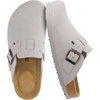 CUSHIONAIRE Hana Vegan Suede Clogs for Women, Cork Footbed Potato Shoes(Ivory Vegan Suede)