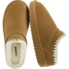 CUSHIONAIRE Homemade Suede Mule Womens Slippers, Faux Fur Lining with Stitching Detail Trim, Durable House Slippers for Women Indoor Outdoor(Chestnut)