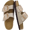 CUSHIONAIRE Laz 100% Genuine Leather Cork Footbed Slide Sandals for Women with Adjustable Buckles and Memory Foam(Stone)