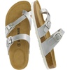 CUSHIONAIRE Luna Sandals for Women, Cork Footbed Womens Sandals for Summer Comfort with Adjustable Straps, Wide Width Available(Silver)