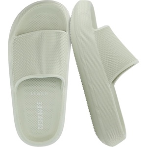 CUSHIONAIRE Feather EVA Slides for Women – Comfortable Slip On Womens Slippers, Indoor Outdoor Shower Shoes, Beach Essential Cloud Slides(Aloe)