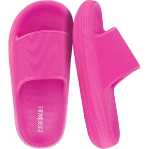 CUSHIONAIRE Feather-K Cloud Slides, EVA Waterproof Pool Sandals for Kids(Hot Pink)