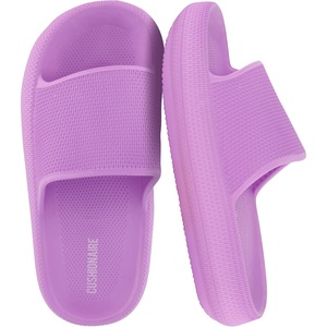 CUSHIONAIRE Feather-K Cloud Slides, EVA Waterproof Pool Sandals for Kids(Lavender)