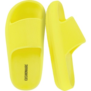 CUSHIONAIRE Feather-K Cloud Slides, EVA Waterproof Pool Sandals for Kids(Sunny Yellow)