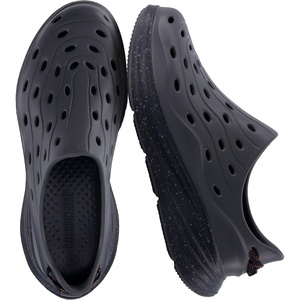 CUSHIONAIRE Fuel EVA Recovery Shoes for Men, Lightweight Slip On Waterproof Sneaker Clogs with Cushioned Footbed and Ventilated Design(Charcoal/Black)