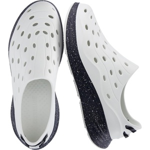 CUSHIONAIRE Fuel EVA Recovery Shoes for Men, Lightweight Slip On Waterproof Sneaker Clogs with Cushioned Footbed and Ventilated Design(Ivory/Black)