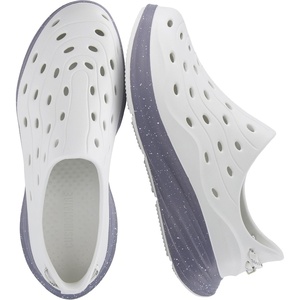 CUSHIONAIRE Fuel EVA Recovery Shoes for Men, Lightweight Slip On Waterproof Sneaker Clogs with Cushioned Footbed and Ventilated Design(Ivory/Gray)