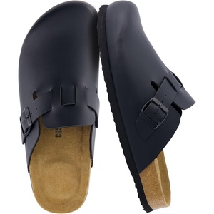 CUSHIONAIRE Hana Vegan Suede Clogs for Women, Cork Footbed Potato Shoes(Black)
