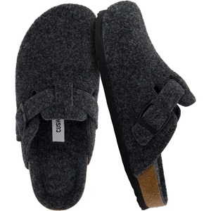 CUSHIONAIRE Hana Vegan Suede Clogs for Women, Cork Footbed Potato Shoes(Charcoal Wool)