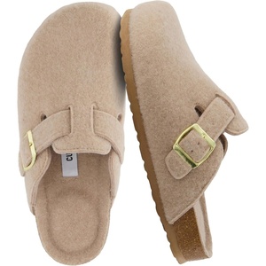 CUSHIONAIRE Hana Vegan Suede Clogs for Women, Cork Footbed Potato Shoes(Sand Wool)
