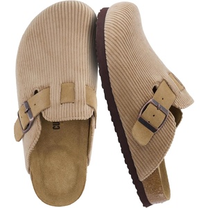 CUSHIONAIRE Hana Vegan Suede Clogs for Women, Cork Footbed Potato Shoes(Taupe Corduroy)