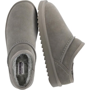 CUSHIONAIRE Hilo-3 Cozy Suede Womens Slippers, Soft Faux Fur Lined Slip On House Shoes for Women with Cushioned Memory Foam(Grey 2)