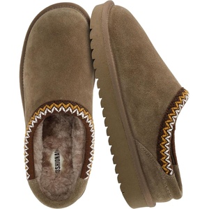 CUSHIONAIRE Keto Womens Slippers Slip-On Suede Mule Slipper – Cozy & Stylish, Memory Foam & Faux Fur Lining, Wide Widths Available(Taupe)