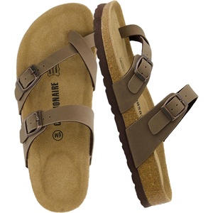 CUSHIONAIRE Luna Sandals for Women, Cork Footbed Womens Sandals for Summer Comfort with Adjustable Straps, Wide Width Available(Brown)