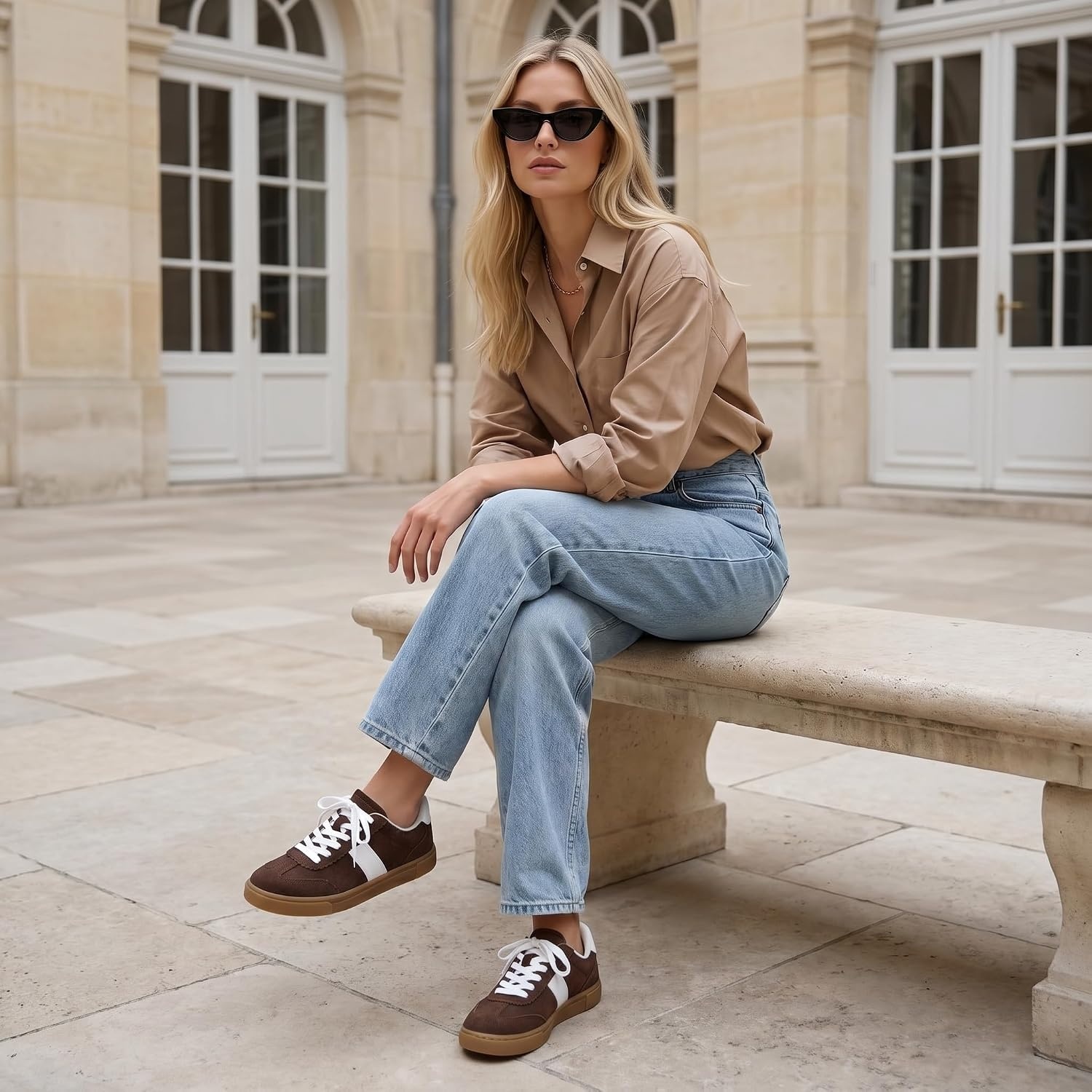 image:imageCUSHIONAIRE Balance Womens Sneakers Casual Tennis Shoes for Women with Memory Foam and Slip Resistant OutsoleBrown