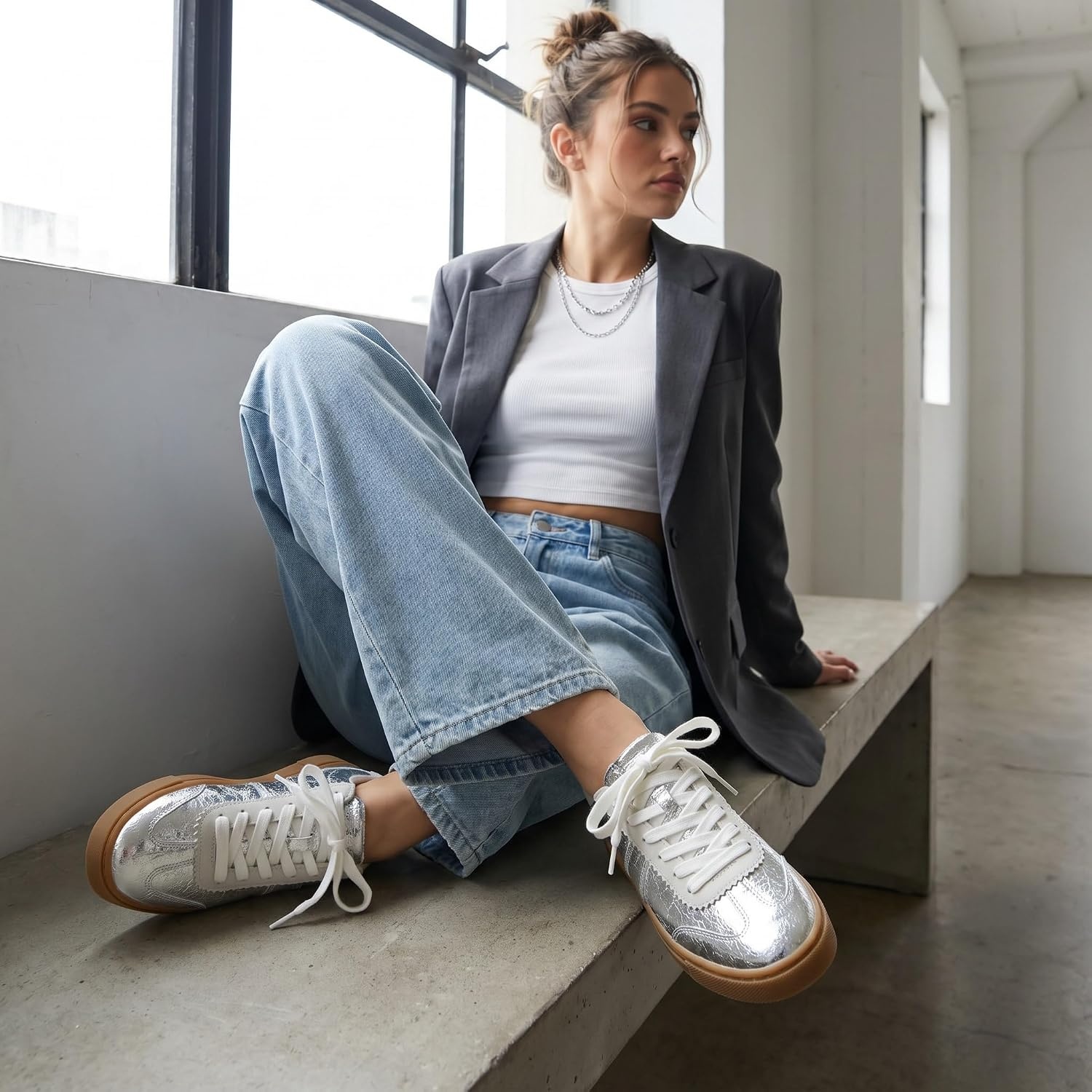 image:imageCUSHIONAIRE Balance Womens Sneakers Casual Tennis Shoes for Women with Memory Foam and Slip Resistant OutsoleSilver