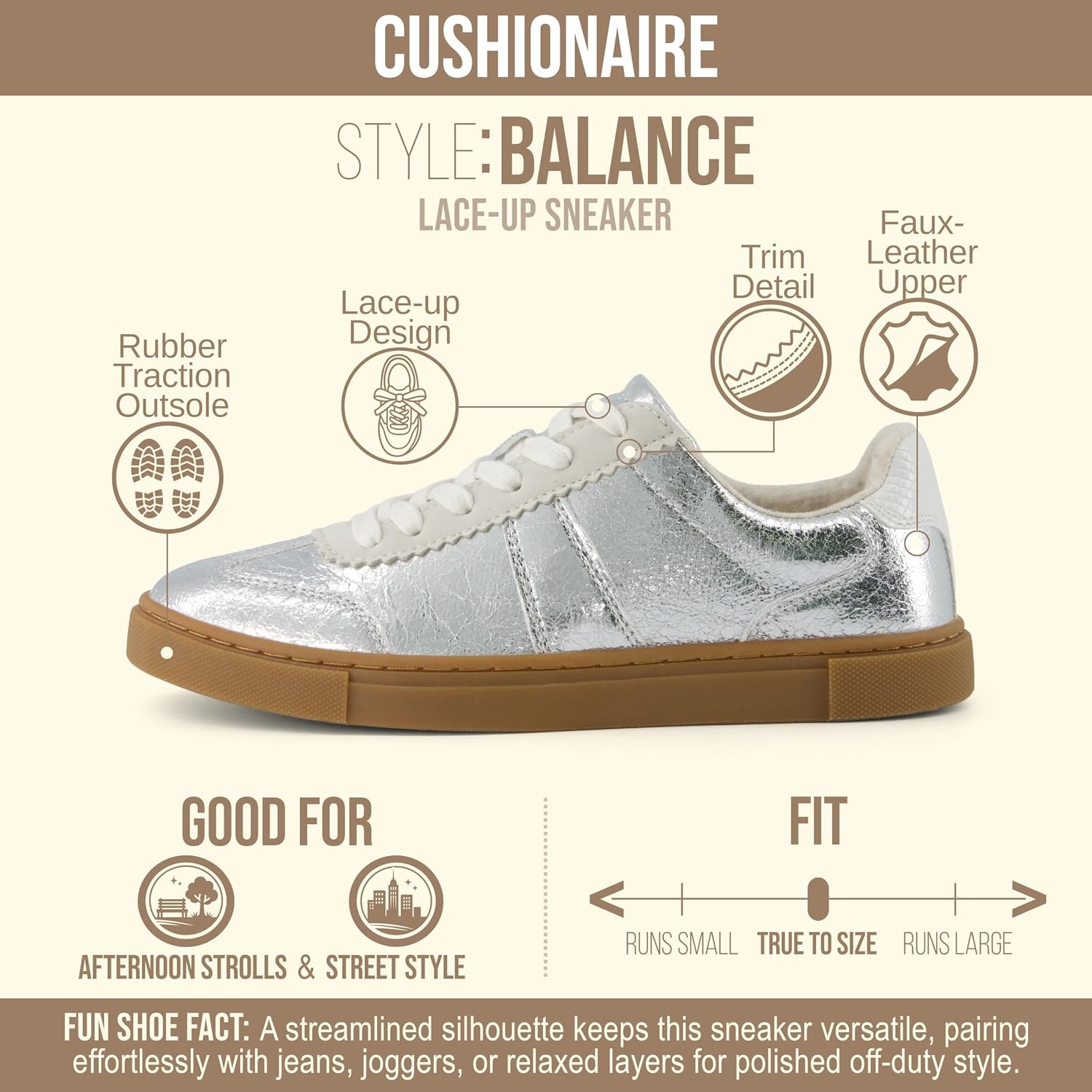 image:imageCUSHIONAIRE Balance Womens Sneakers Casual Tennis Shoes for Women with Memory Foam and Slip Resistant OutsoleSilver