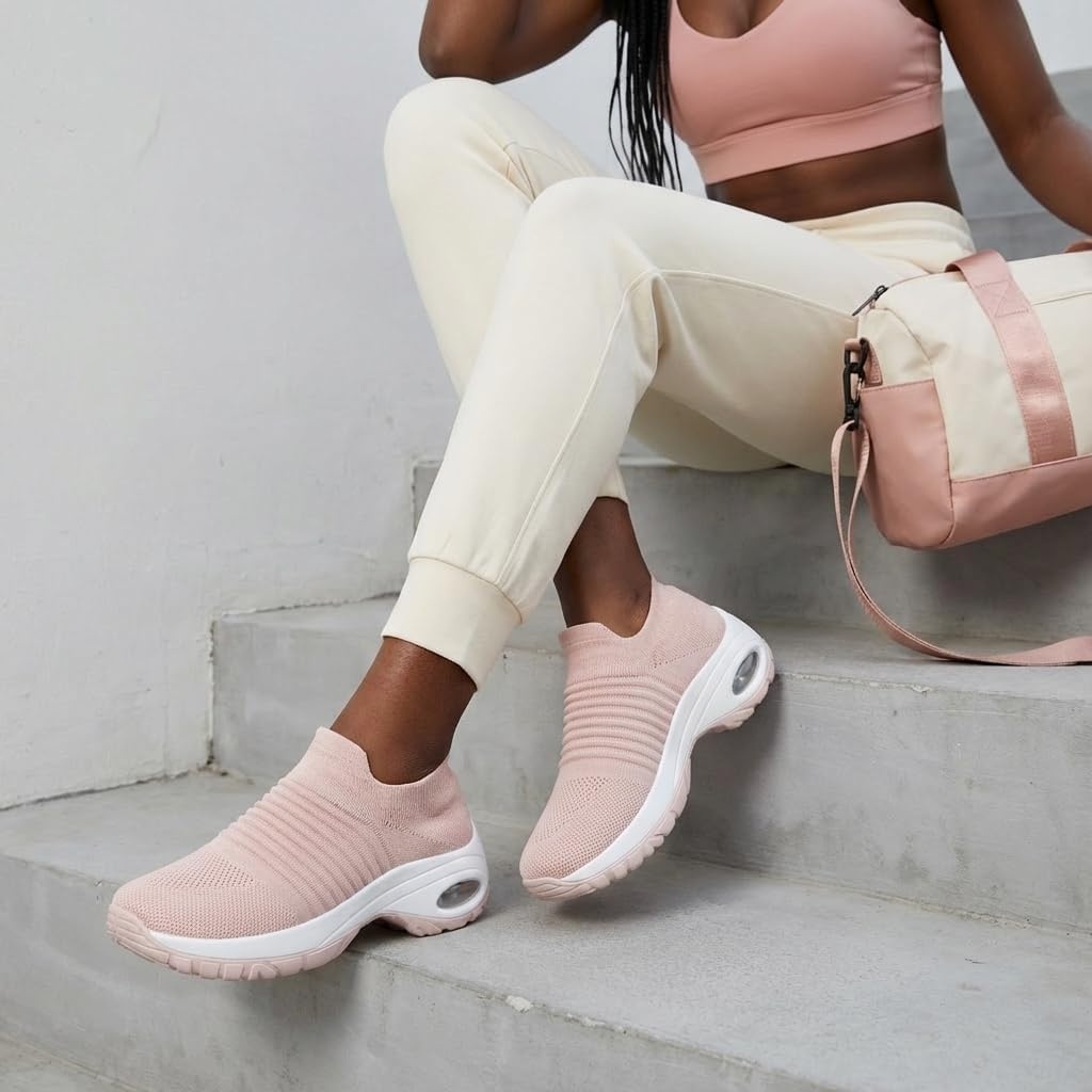 image:imageCUSHIONAIRE Breeze Easy Slip On Womens Sneakers Casual Everyday Walking Shoes for Women with Breathable Mesh and ComfortBlush