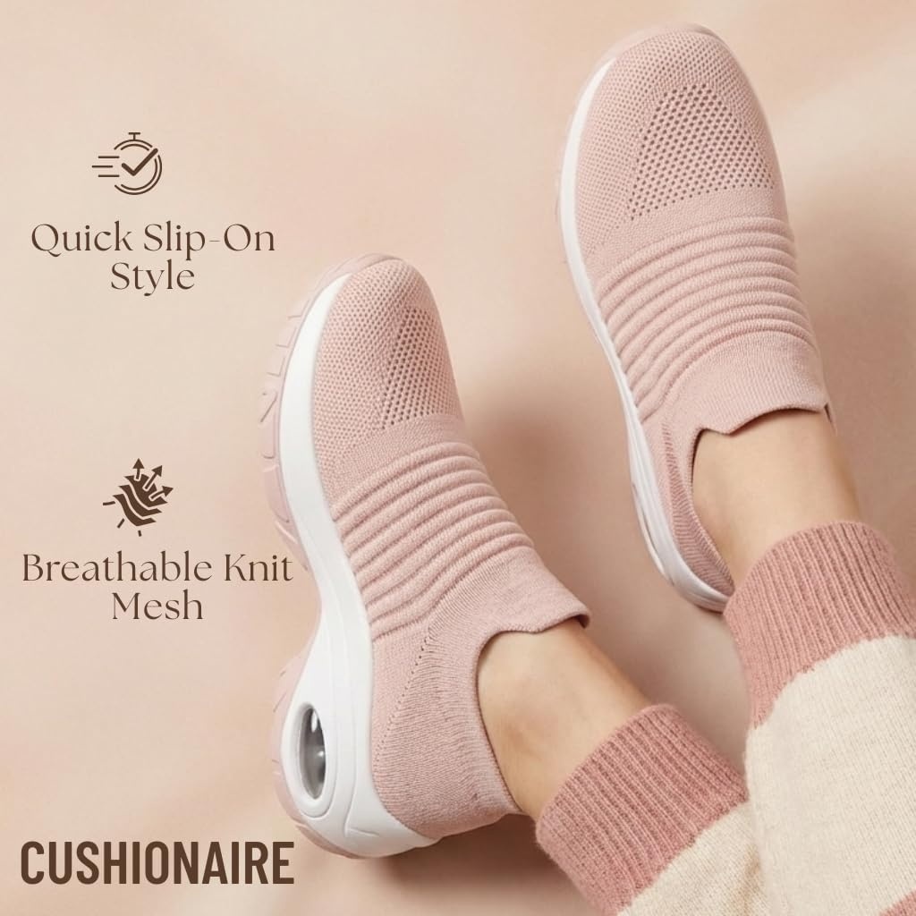 image:imageCUSHIONAIRE Breeze Easy Slip On Womens Sneakers Casual Everyday Walking Shoes for Women with Breathable Mesh and ComfortBlush